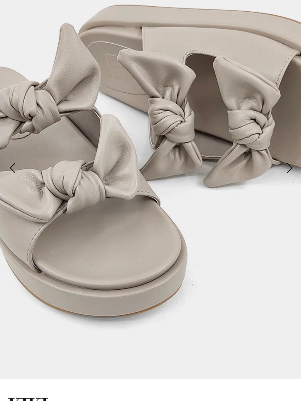 ShuShop Knotted Bow Slide Sandals in Taupe
